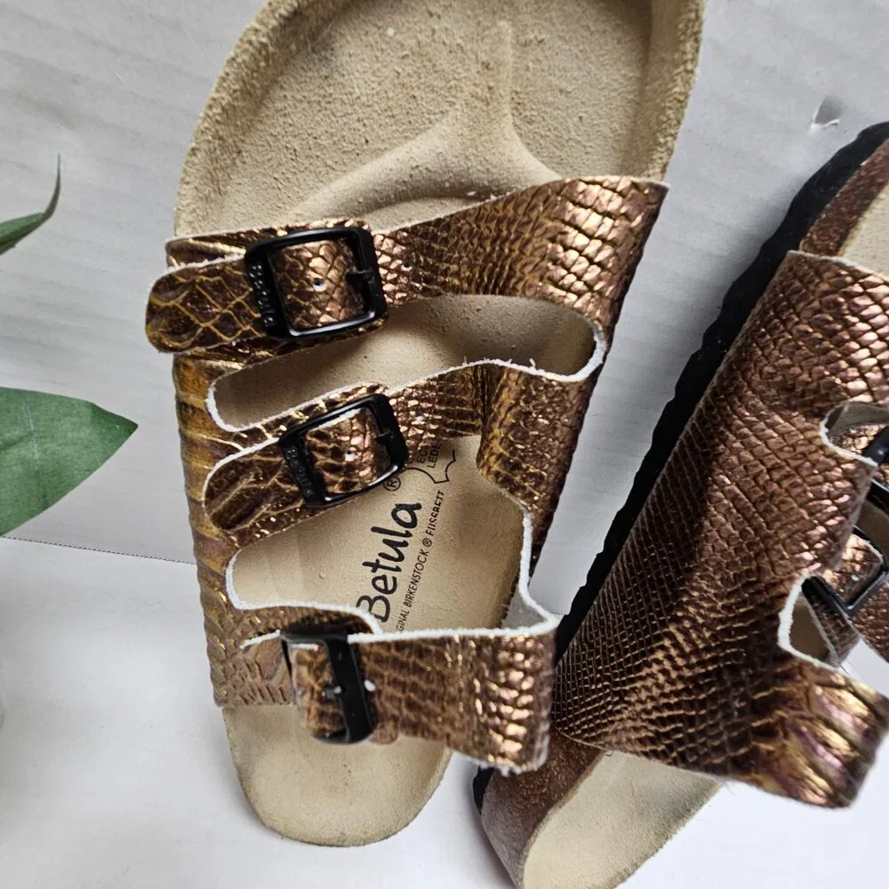 Birkenstock Women's Metallic Bronze Triple-strap Sandals